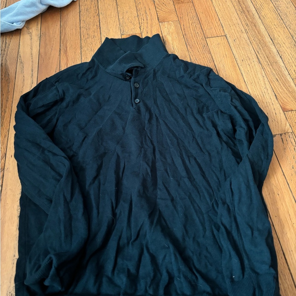 Men's Dark Green Botton Up Pullover Long sleeve